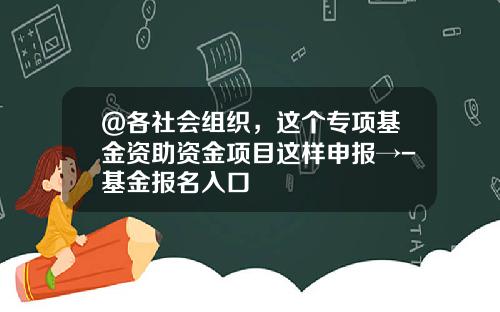 @各社会组织，这个专项基金资助资金项目这样申报→-基金报名入口