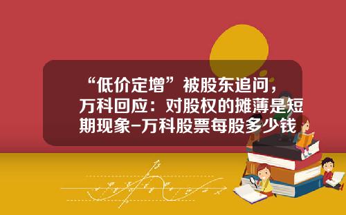 “低价定增”被股东追问，万科回应：对股权的摊薄是短期现象-万科股票每股多少钱