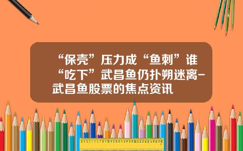 “保壳”压力成“鱼刺”谁“吃下”武昌鱼仍扑朔迷离-武昌鱼股票的焦点资讯