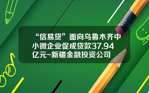 “信易贷”面向乌鲁木齐中小微企业促成贷款37.94亿元-新疆金融投资公司