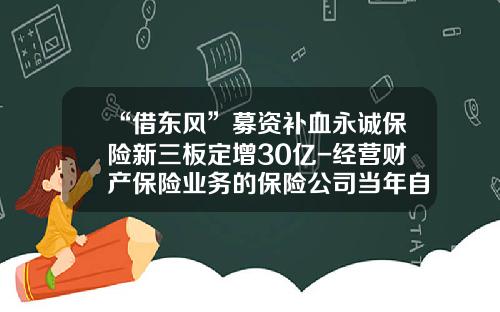 “借东风”募资补血永诚保险新三板定增30亿-经营财产保险业务的保险公司当年自留保险费
