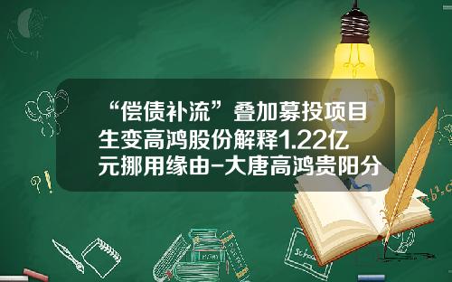 “偿债补流”叠加募投项目生变高鸿股份解释1.22亿元挪用缘由-大唐高鸿贵阳分公司