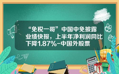 “免税一哥”中国中免披露业绩快报，上半年净利润同比下降1.87%-中国外股票资讯