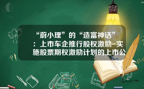 “蔚小理”的“造富神话”：上市车企推行股权激励-实施股票期权激励计划的上市公司