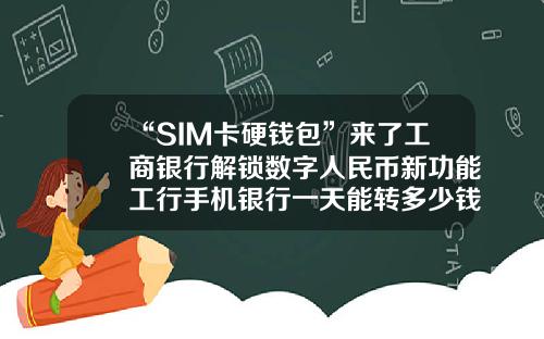 “SIM卡硬钱包”来了工商银行解锁数字人民币新功能工行手机银行一天能转多少钱【前列康】