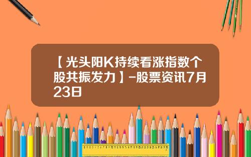 【光头阳K持续看涨指数个股共振发力】-股票资讯7月23日