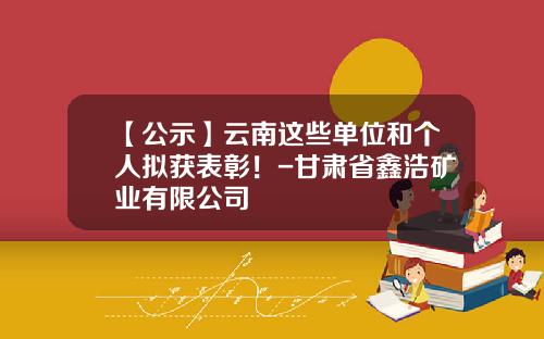 【公示】云南这些单位和个人拟获表彰！-甘肃省鑫浩矿业有限公司