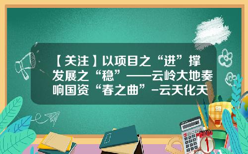 【关注】以项目之“进”撑发展之“稳”——云岭大地奏响国资“春之曲”-云天化天安化工有限公司