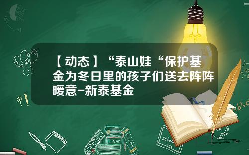 【动态】“泰山娃“保护基金为冬日里的孩子们送去阵阵暖意-新泰基金