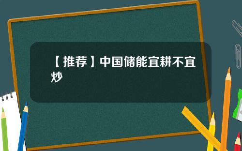 【推荐】中国储能宜耕不宜炒