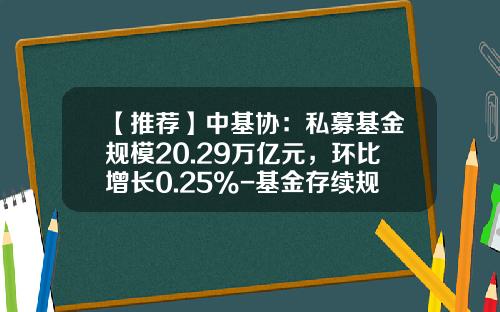 【推荐】中基协：私募基金规模20.29万亿元，环比增长0.25%-基金存续规模