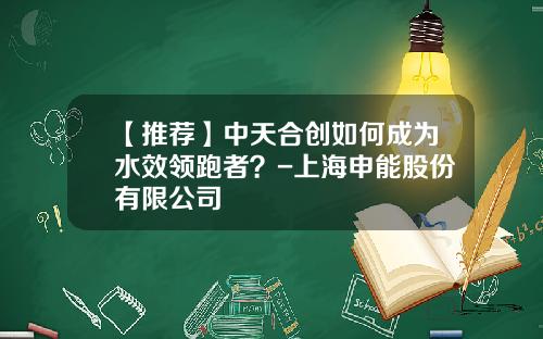 【推荐】中天合创如何成为水效领跑者？-上海申能股份有限公司