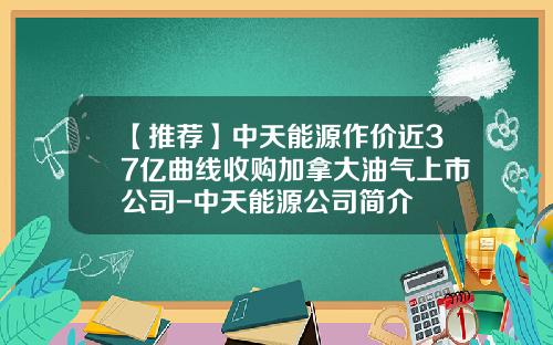 【推荐】中天能源作价近37亿曲线收购加拿大油气上市公司-中天能源公司简介
