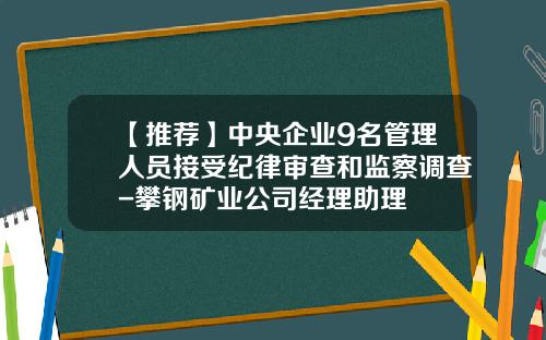 【推荐】中央企业9名管理人员接受纪律审查和监察调查-攀钢矿业公司经理助理