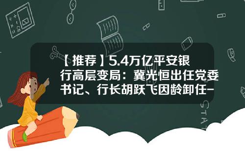 【推荐】5.4万亿平安银行高层变局：冀光恒出任党委书记、行长胡跃飞因龄卸任-平安银行股份有限公司简介