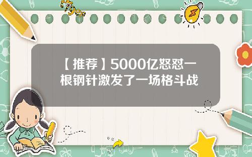 【推荐】5000亿怒怼一根钢针激发了一场格斗战