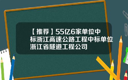 【推荐】55亿6家单位中标浙江高速公路工程中标单位浙江省隧道工程公司