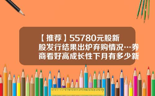 【推荐】55780元股新股发行结果出炉弃购情况…券商看好高成长性下月有多少新股