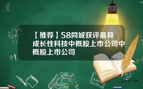 【推荐】58同城获评最具成长性科技中概股上市公司中概股上市公司