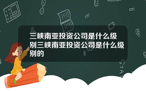三峡南亚投资公司是什么级别三峡南亚投资公司是什么级别的