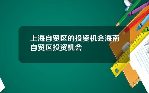 上海自贸区的投资机会海南自贸区投资机会