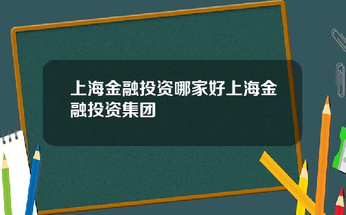 上海金融投资哪家好上海金融投资集团