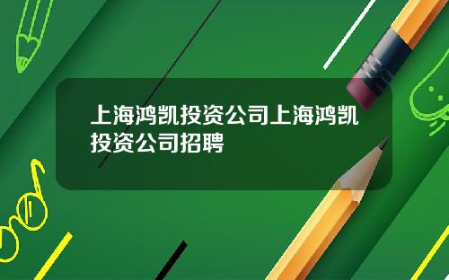 上海鸿凯投资公司上海鸿凯投资公司招聘