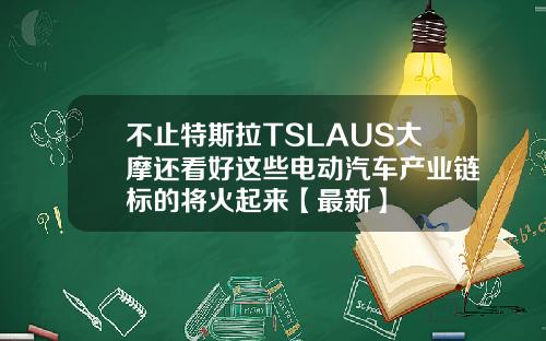 不止特斯拉TSLAUS大摩还看好这些电动汽车产业链标的将火起来【最新】