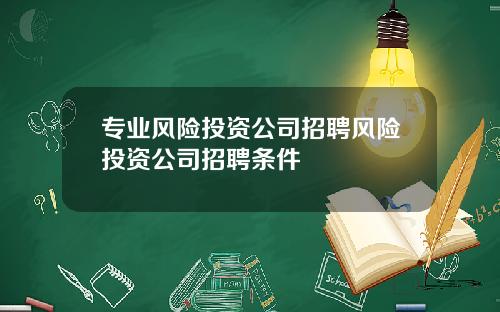 专业风险投资公司招聘风险投资公司招聘条件