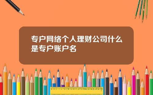 专户网络个人理财公司什么是专户账户名