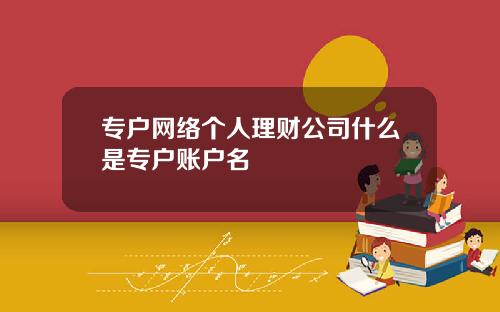 专户网络个人理财公司什么是专户账户名