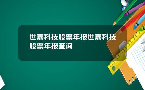 世嘉科技股票年报世嘉科技股票年报查询