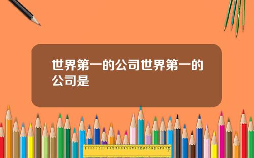 世界第一的公司世界第一的公司是