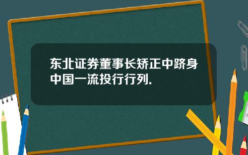 东北证券董事长矫正中跻身中国一流投行行列.