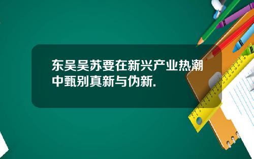东吴吴苏要在新兴产业热潮中甄别真新与伪新.