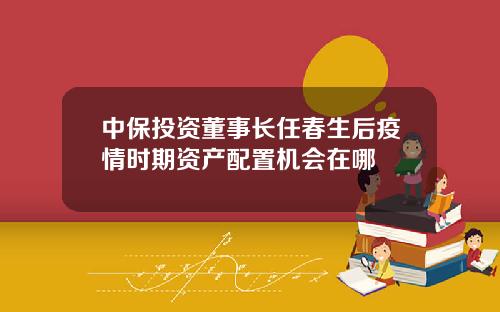 中保投资董事长任春生后疫情时期资产配置机会在哪