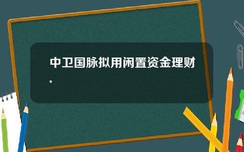 中卫国脉拟用闲置资金理财.