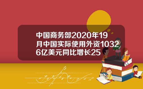 中国商务部2020年19月中国实际使用外资10326亿美元同比增长25