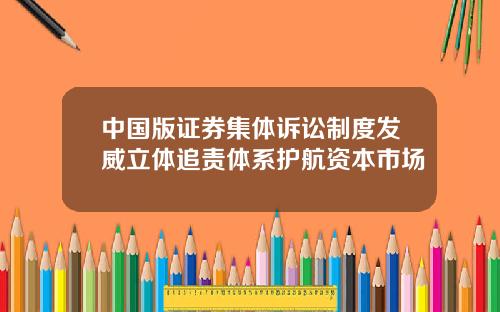 中国版证券集体诉讼制度发威立体追责体系护航资本市场
