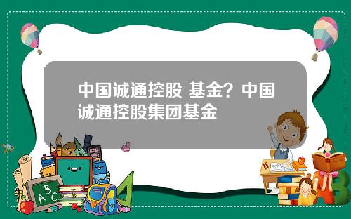 中国诚通控股 基金？中国诚通控股集团基金