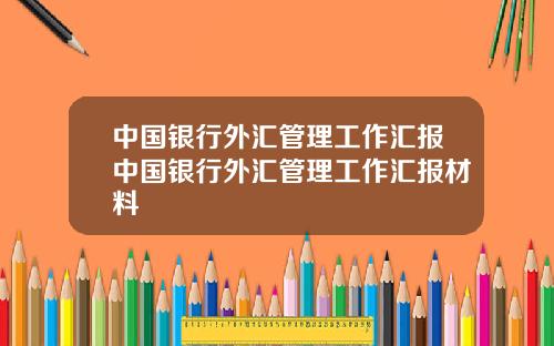 中国银行外汇管理工作汇报中国银行外汇管理工作汇报材料