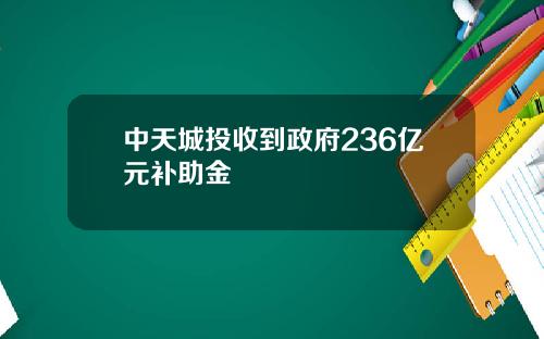 中天城投收到政府236亿元补助金