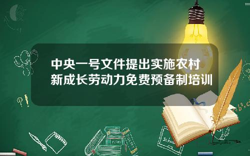 中央一号文件提出实施农村新成长劳动力免费预备制培训