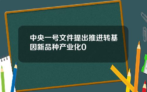 中央一号文件提出推进转基因新品种产业化0