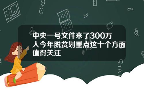 中央一号文件来了300万人今年脱贫划重点这十个方面值得关注
