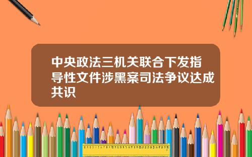 中央政法三机关联合下发指导性文件涉黑案司法争议达成共识