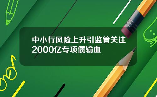 中小行风险上升引监管关注2000亿专项债输血