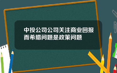 中投公司公司关注商业回报而希腊问题是政策问题