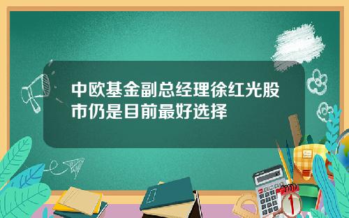 中欧基金副总经理徐红光股市仍是目前最好选择