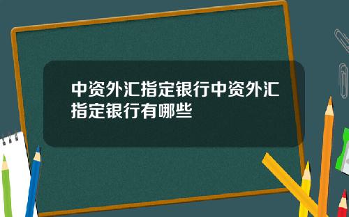 中资外汇指定银行中资外汇指定银行有哪些